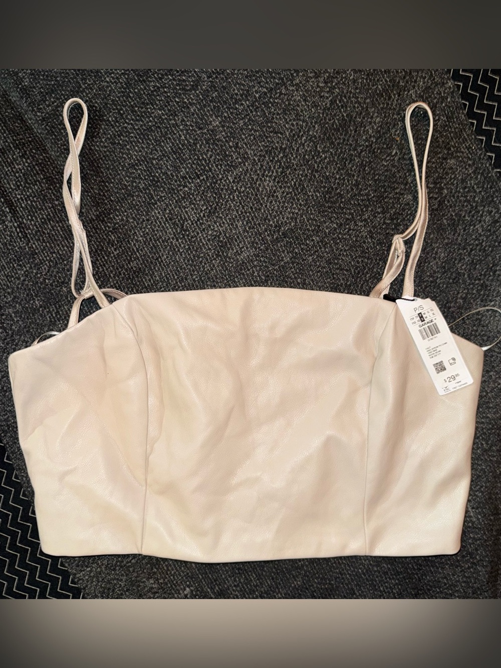 Garage Blush Pink Faux-Leather Cropped Cami Top